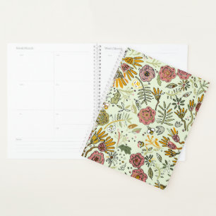 Agenda design de flor de padrão floral de abelha aquáti