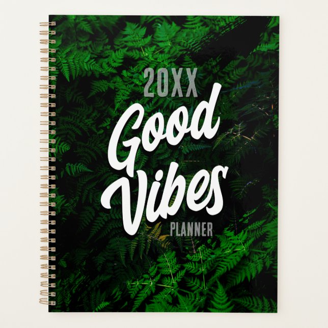 Agenda Design de Folha Verde de Boas Vibes (Frente)