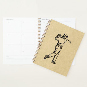 Agenda Design de golfe com aparência de couro marrom
