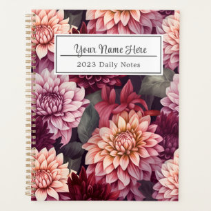 Agenda Design de Padrão de Dahlia Rosa-Vermelho-Cria