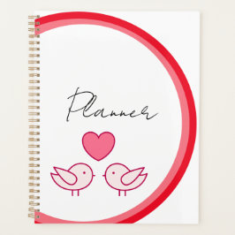 Agenda Design de Pássaro Fofo e Amor de Coração