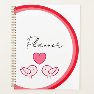 Agenda Design de Pássaro Fofo e Amor de Coração