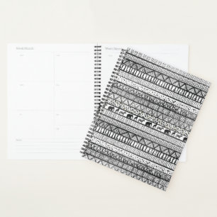 Agenda Design de tendências africanas de padrão branco 