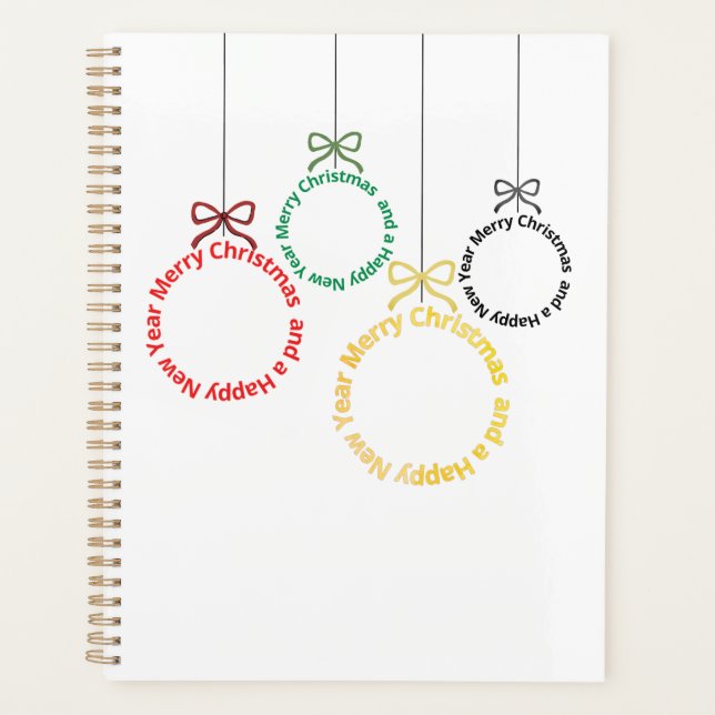 Agenda Design de Texto de Enfeites de Natal (Frente)