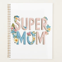 Design de texto Super Mãe Floral