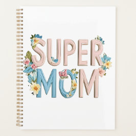 Agenda Design de texto Super Mãe Floral