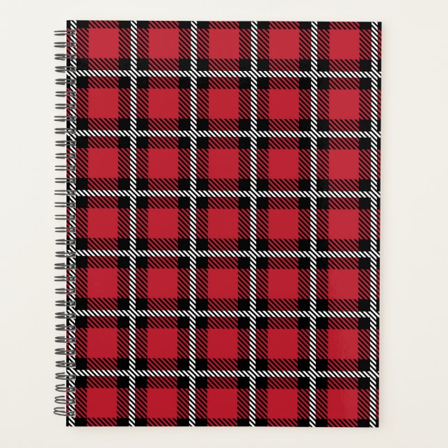 Agenda Design de Xadrez Vermelho Preppy (Frente)