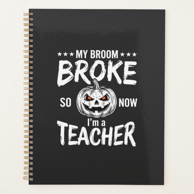 Agenda Design Divertido de Professora de Halloween com Va (Frente)