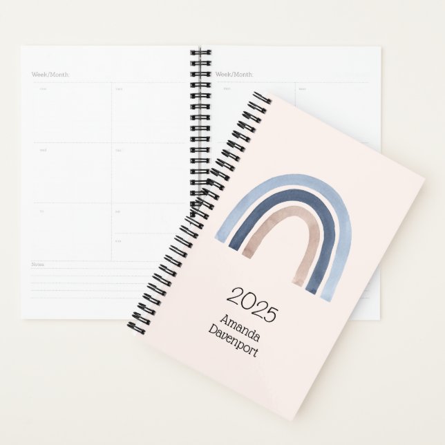 Agenda Design do Arco-Íris Azul e Pêssego (Exibição)