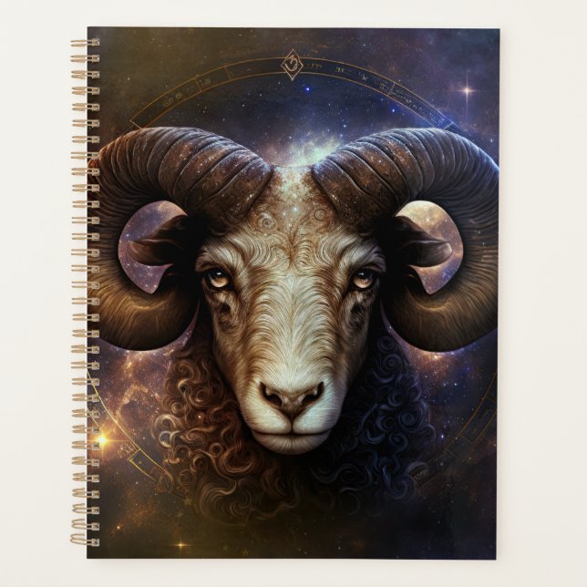Agenda Design em Aquarela do Signo de Áries (Frente)