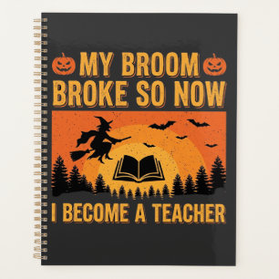 Agenda Design engraçado de professora de Halloween vassou