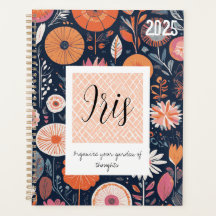 Design Floral Boho Moderno em Azul Marinho e Pêsse