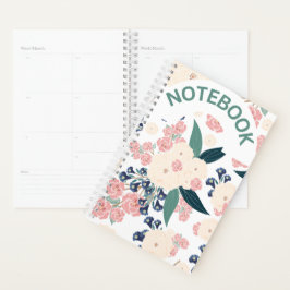 Agenda Design Floral Elegante – Azul Marinho, Rosa & Bege