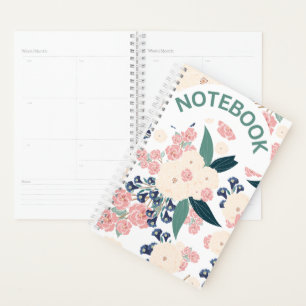 Agenda Design Floral Elegante – Azul Marinho, Rosa & Bege