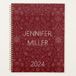 Agenda Design floral estilo oriental em vermelho escuro