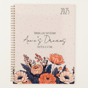 Agenda Design Floral Personalizado Elegante com Nome e Me