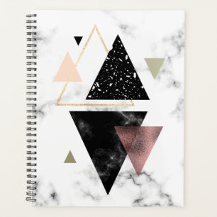 Agenda Design Geométrico de Mármore Metálico