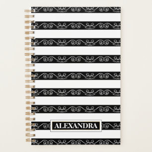 Agenda Design Moderno listrado branco preto