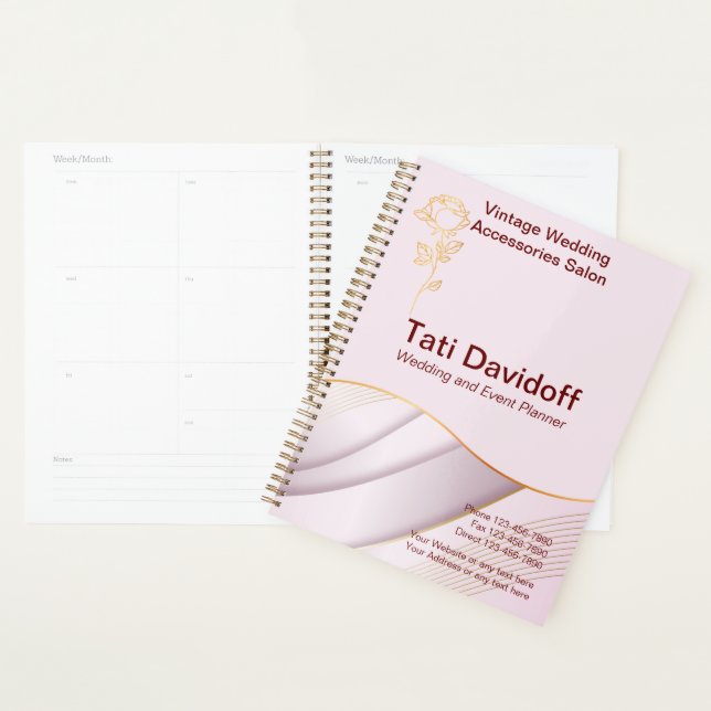 Agenda Design Suave Elegante Cor rosa Dourada (Exibição)