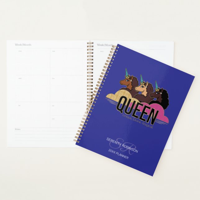 Agenda Design Trio Rainha Unicórnio Afro (Exibição)