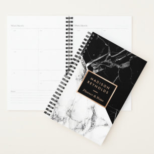 Agenda Designer de Textura Branca Preta Moderna