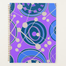 Designs modernos, azuis, roxos e brancos.