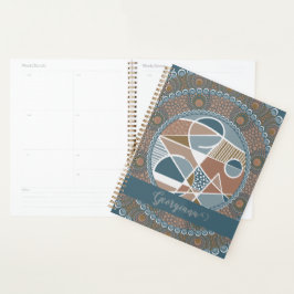 Agenda Destaque de Teal e Abstrato de Dourado Personaliza
