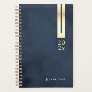 Agenda Detalhes Brilhantes Azul e Dourado do Marinho Mode