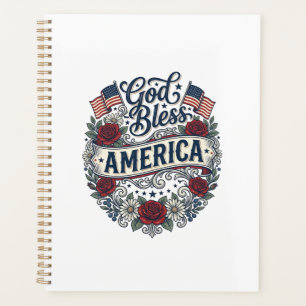 Agenda Deus Abençoe a América Floral Patriótica Vintage