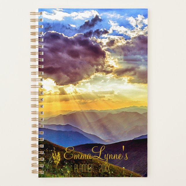 Agenda Deus Ray Sunbeams Em Montanhas Foto Personalizada (Frente)