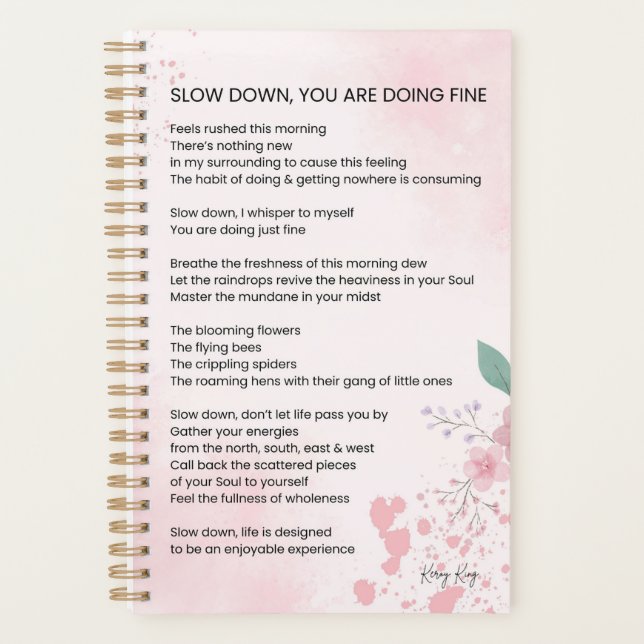 Agenda Devagar Você Está Fazendo Bem - Poema De Incentivo (Frente)