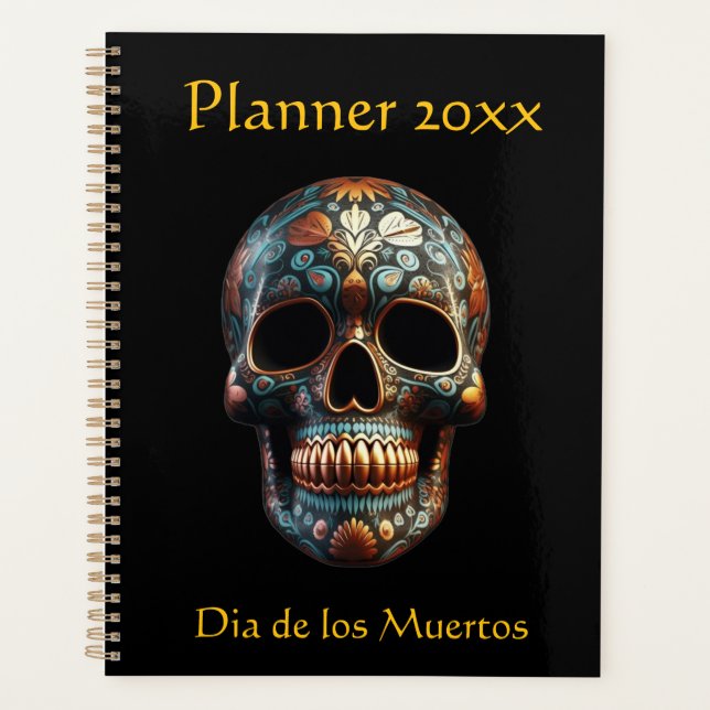 Agenda Dia 3D do crânio morto, personalizado (Frente)