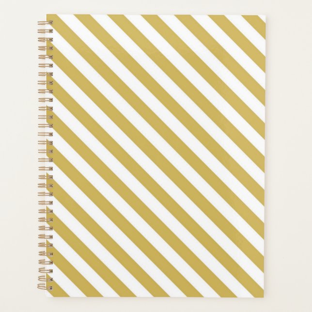 Agenda Diagonal golden yellow and white stripes pattern (Frente)