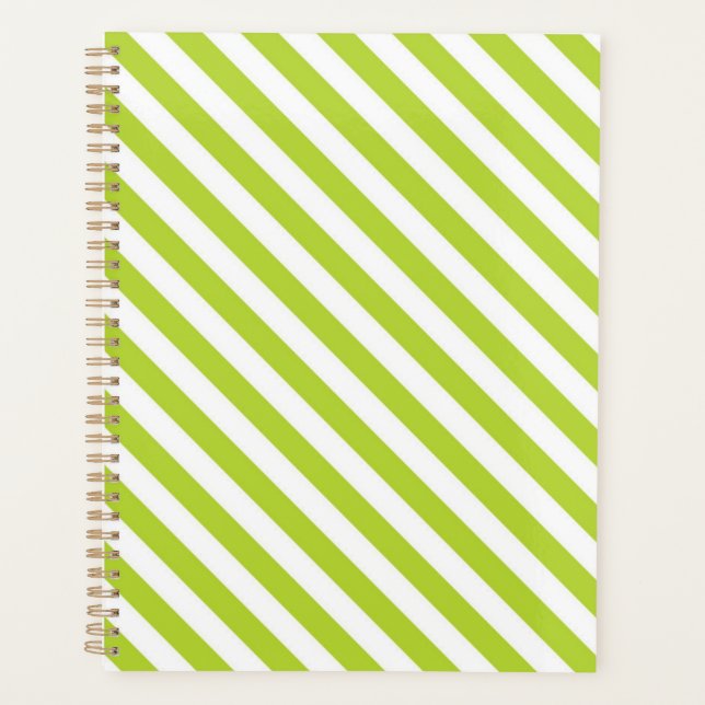 Agenda Diagonal lime green and white stripes pattern (Frente)