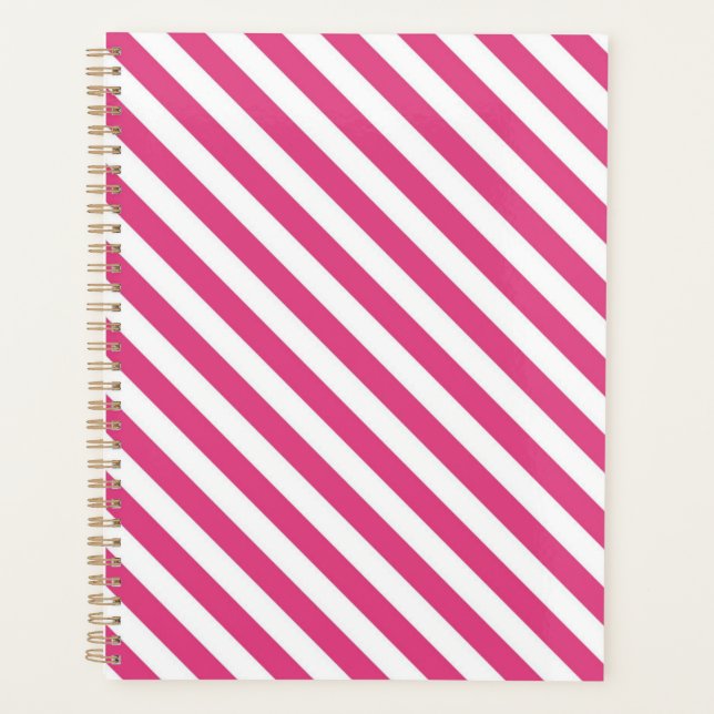 Agenda Diagonal pink and white stripes pattern (Frente)