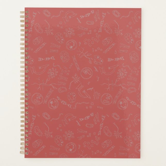 Agenda diagrama de biologia cor-de-rosa design dusky (Frente)