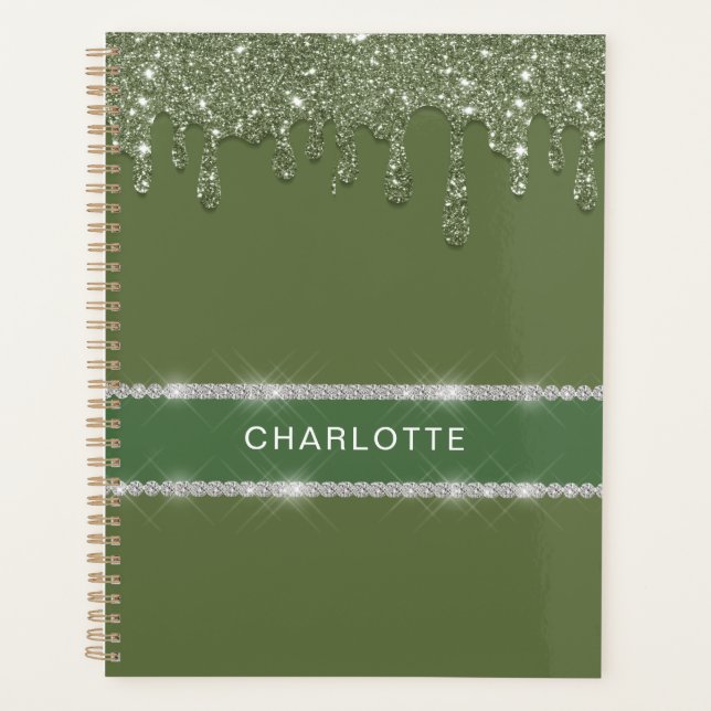 Agenda Diamante de Espuma Verde de Sage Moderna (Frente)