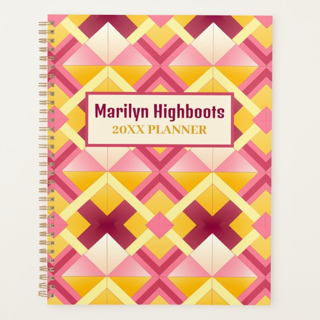 Agenda Diamantes rosa e amarelo (Frente)