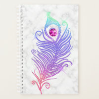 Diamond Peacock Feather Marble Planner