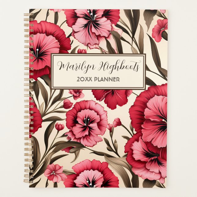 Agenda Dianthus Rosa e Vermelho (Frente)