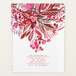 Agenda Diária Floral Fantasy Vermelho 2026