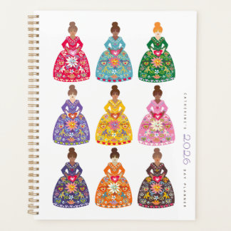 Agenda Diária Simples Senhoras Arte Folclórica Fes