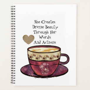 Agenda Diário Branco Rosa Motivado de Cota Café