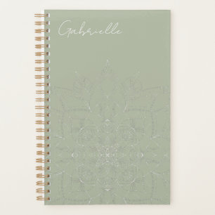 Agenda Diário da Meditação Mandala Yoga, Elegante Verde S