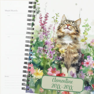 Agenda Diário de Agendamento de Gato Listrado Sem Data