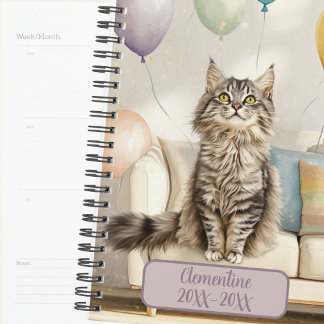 Agenda Diário de Agendamento do Gato de Festa Tabby Sem D