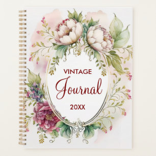 Agenda Diário de Calendário Personalizado Floral Vintage