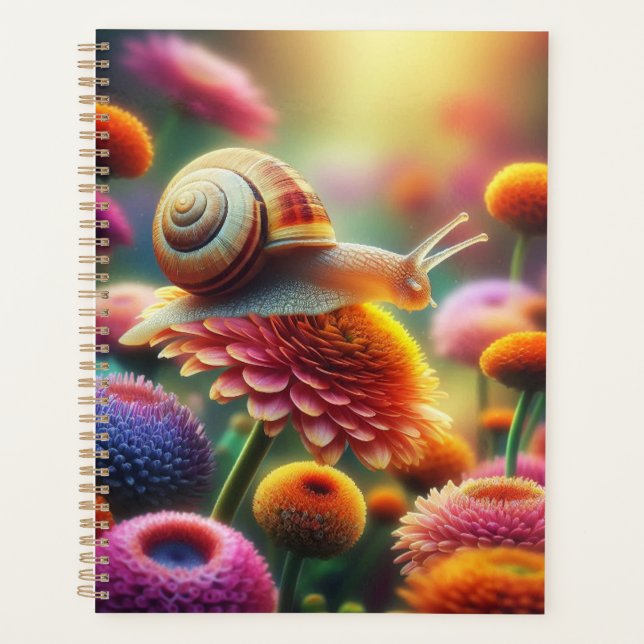 Agenda Diário de caracol com flores (Frente)