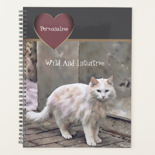 Agenda Diário de Cinza de Cotação Selvagem de Gato Branco