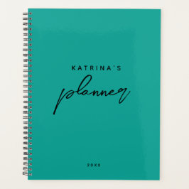 Agenda Diário de Compromissos Minimalistas Preto e Teal